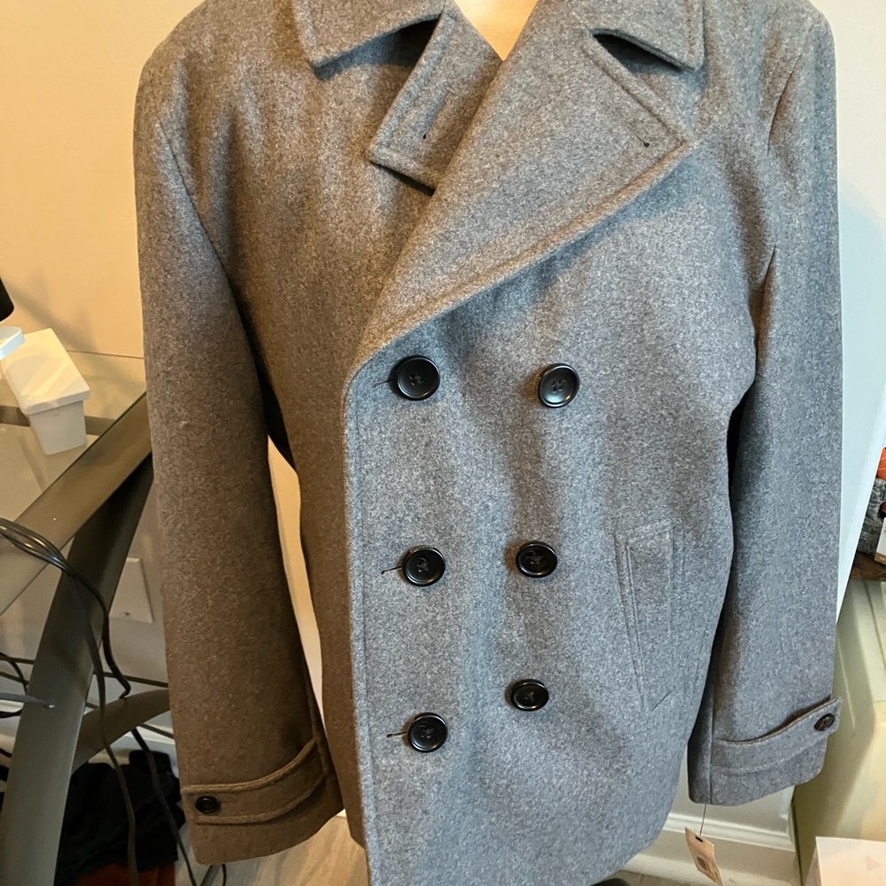 Men's Gray Peacoat